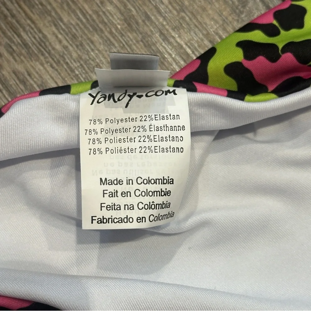 Yandy Vibrant Leopard Print Pink Green Bikini Bottom XLarge New with Tags